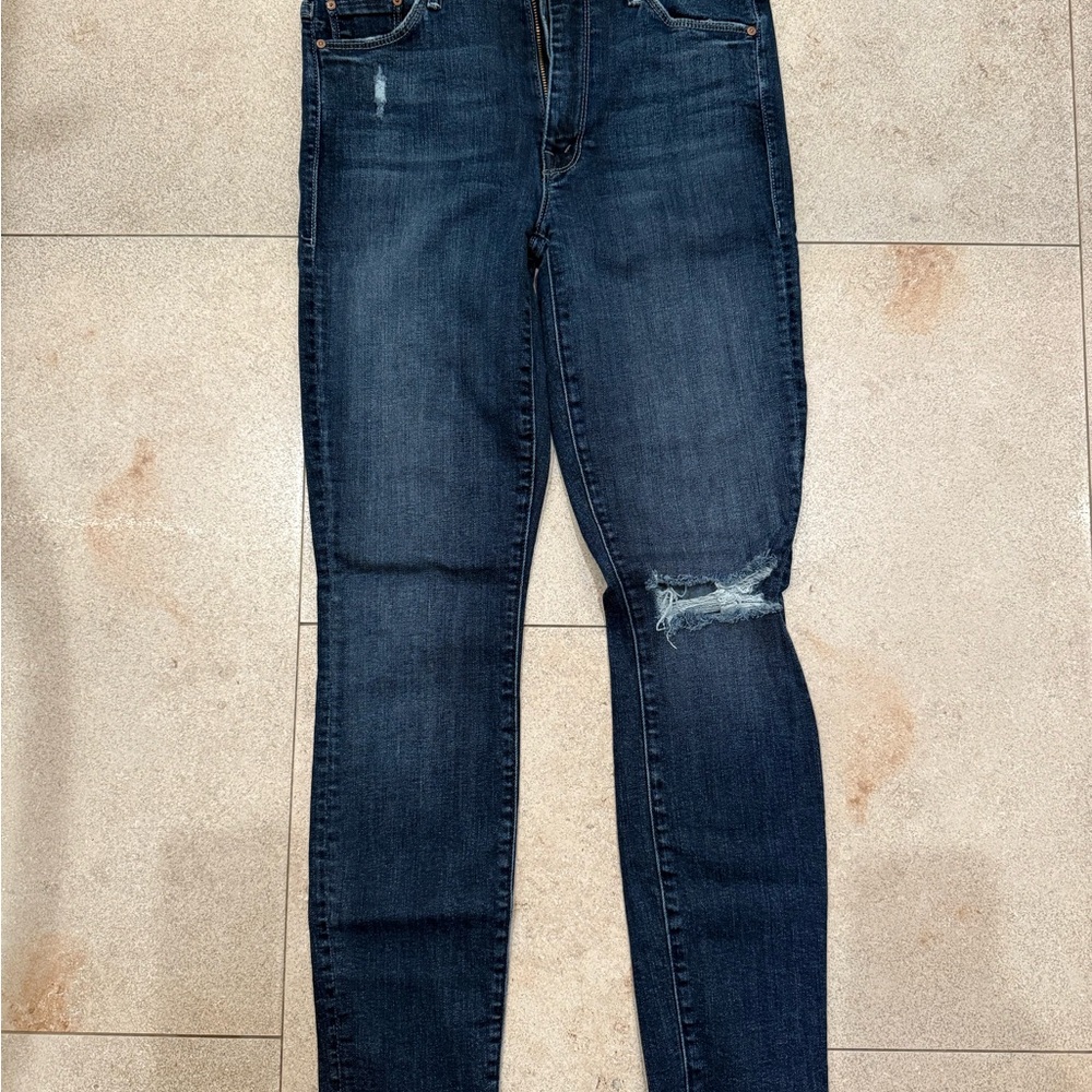 MOTHER Blue Skinny Jeans Distressed Style